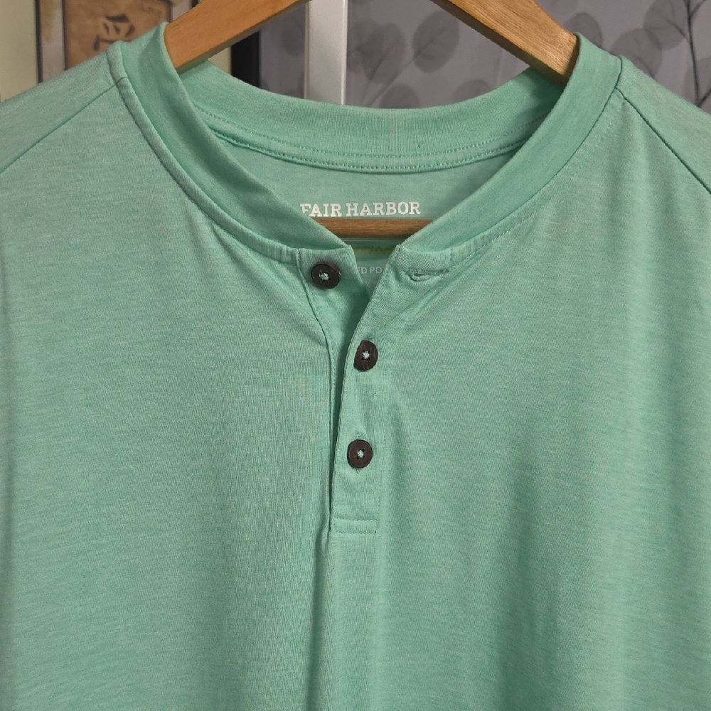 Fair Harbor Men’s Performance Henley - Seafoam Green - Size M - Picture 6 of 7